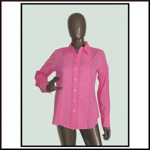 NWT PAPERWHITE Magenta Pink Cotton Pintuck Blouse